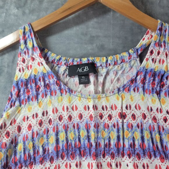 AGB Womens XL‎ Sleeveless Tank Top Boho Festival Multicolor Aztec Print - Picture 4 of 9